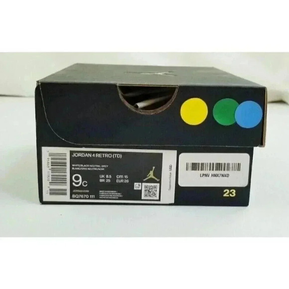 Nike Air Jordan 4 Retro TD White Military Black Shoe Size 9c Toddlers BQ7670-111 - Picture 4 of 12